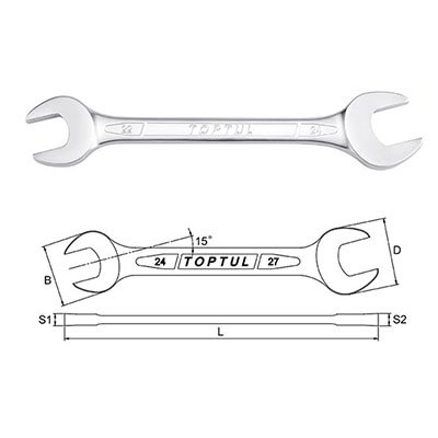 Double Open End Wrench 12x13mm Metric - Satin
