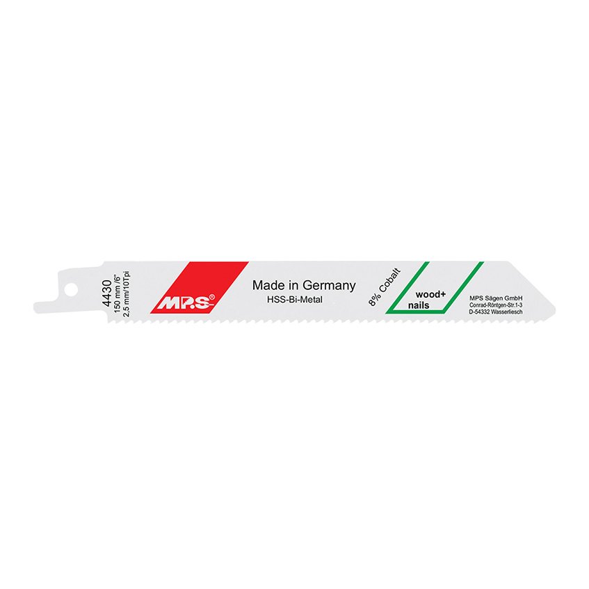 MPS Recip Blade Wood & Nails 10Tpi 150mm 8% Co 5pk